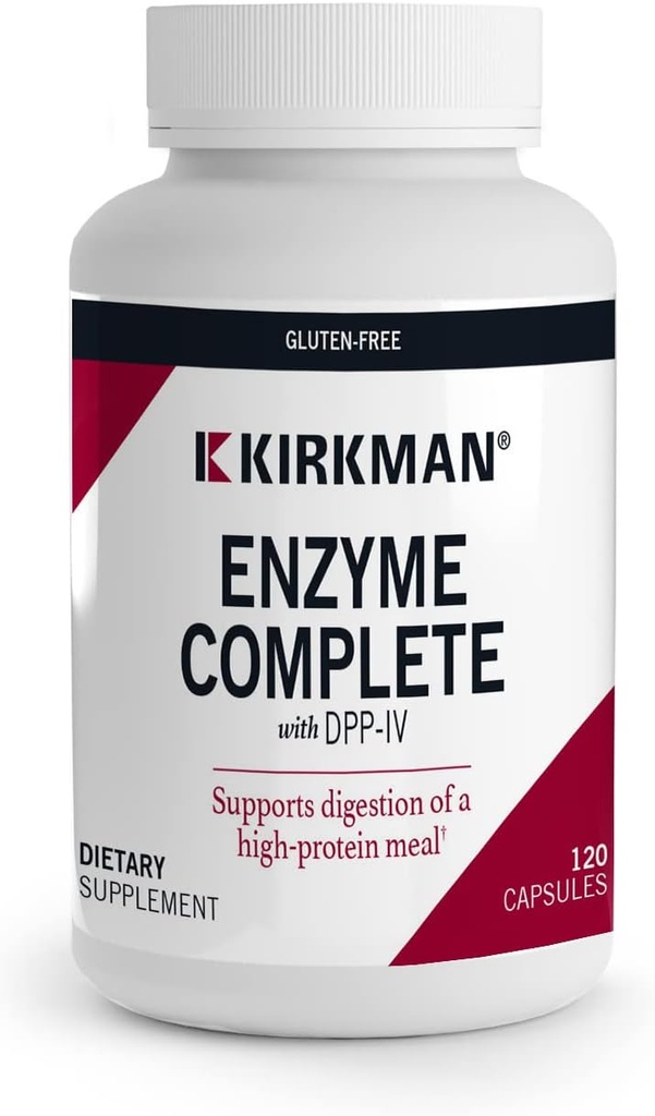 Kirkman - Enzyme Complete/DPP-IV - 120 Capsules - Potent Digestive Aid - Broad Spectrum Digestive Enzyme - Hipoallergenic Enzyme - Hipoallergenic