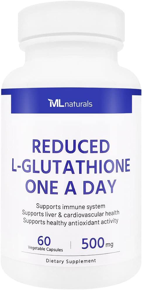 ML Naturals L-Glutathione 500 mg per Capsule, 120 Sebze Capsules- Immune Support, Antioksi ve Detoxification, NSF-Cerrec & cGMP-Compliant.
