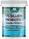 NaturaLife Labs Probiotics 70 Billion CFU – 15 Strains with Organic Prebiotic & Postbiotic – 3-in-1 Formula – 30 Vegan Capsules
