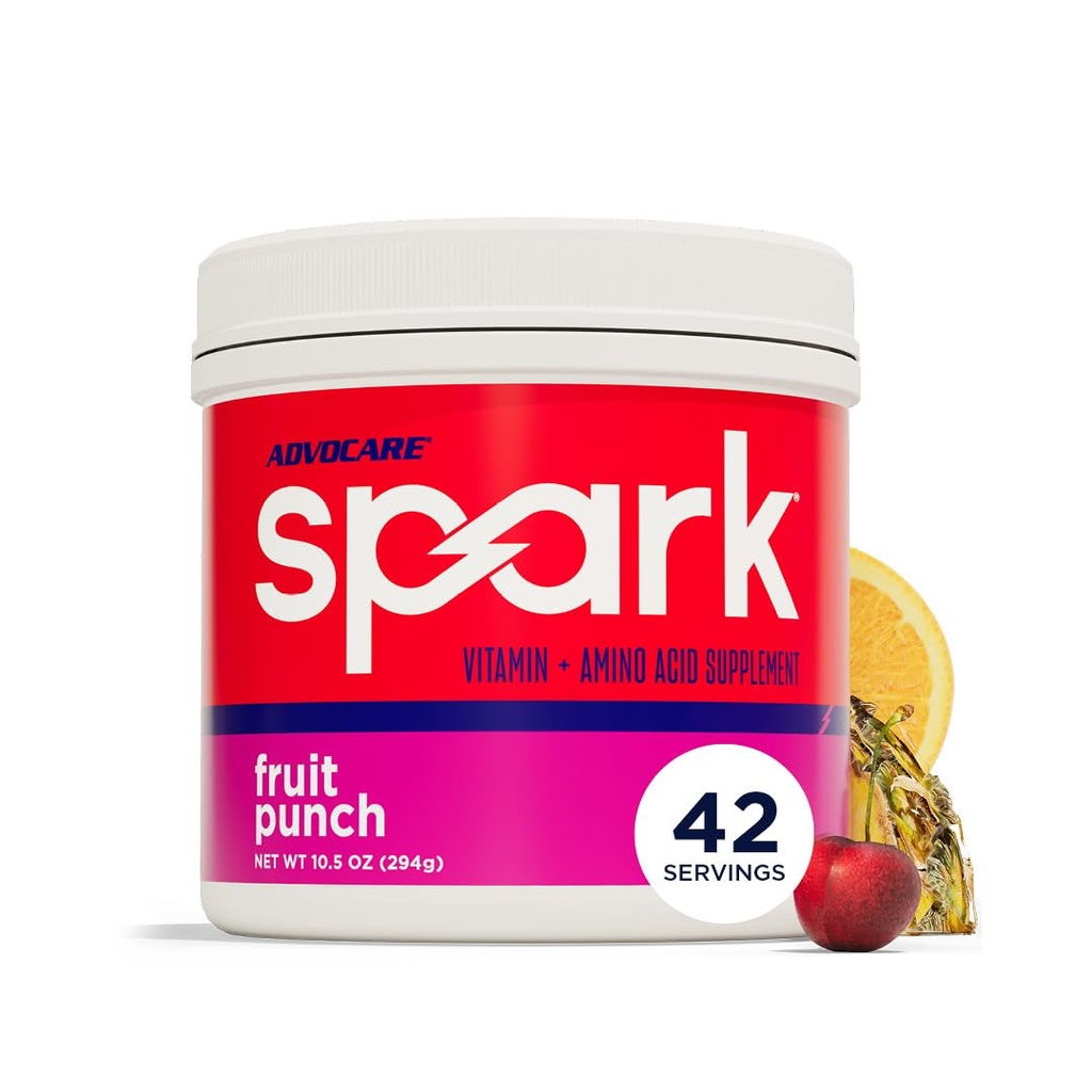 AdvoCare Spark - Enerji İçgörü - Vitamin & Amino Asit Supplement - Destek Enerji ve Odak - Portatif Immune Desteği - Sugar-Free - Fruit Punch, (10.5 oz)