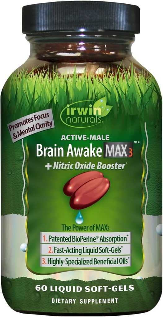 Irwin Naturals Εγκέφαλος Ξύπνα Max3 + Nitric Oxide Booster 60 Υγρό Softgel