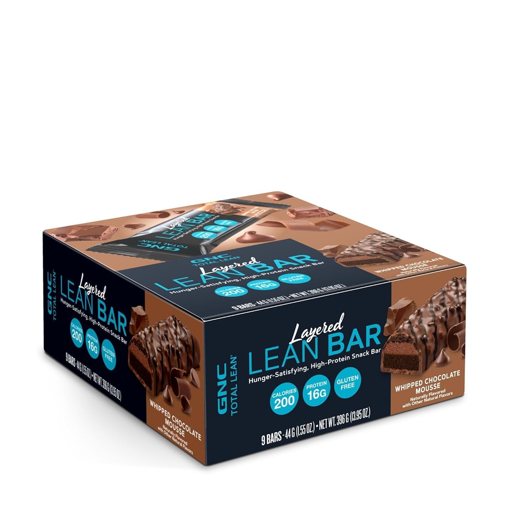 GNC Total Lean Katmaned Lean Bar|Hunger Satisfying - Yüksek Protein Snack Bar | Whipped Chocolate Mousse - 9 Bars