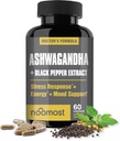 NooMost Organic Ashwagandha 400mg Κάψουλες w/Black Pepper Extract as Vegan Ashwagandha Συμπληρώματα για την ανακούφιση από το άγχος, τη φυσική υποστήριξη διάθεσης, την ενέργεια & εστίαση-60 κάψουλες