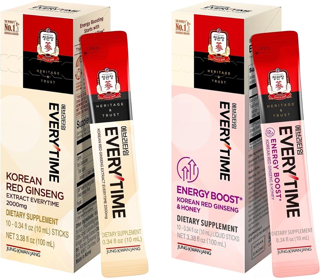 JUNG KWAN JANG Korean Red Ginseng Extract Everytime 2000mg & Energy Boost 