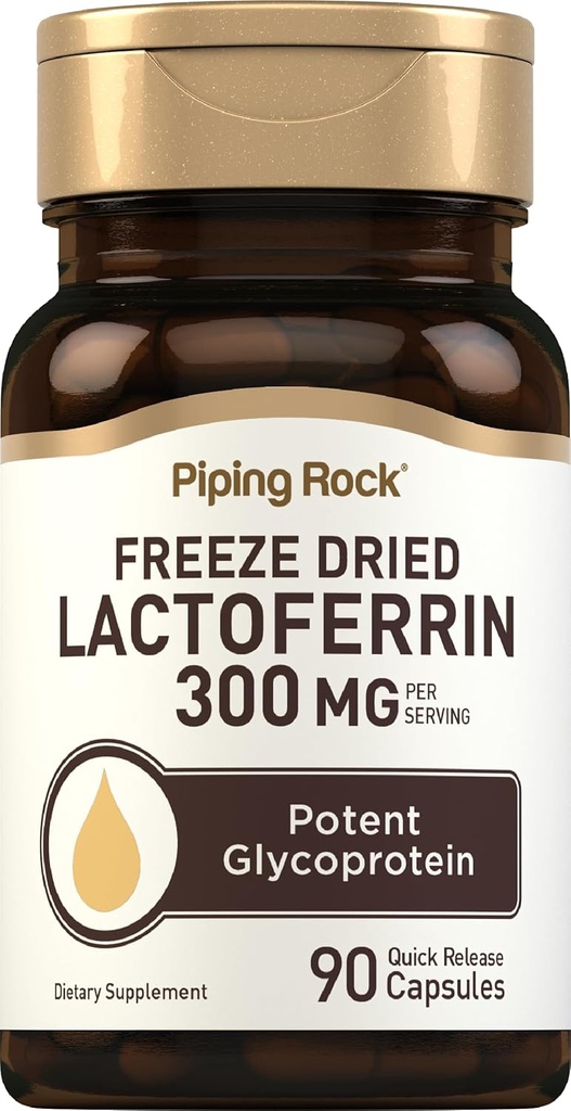 Piping Rock Lactoferrin Supplements | 300 mg | 90 Capsules | Freeze pet Potent Glycoprotein | GMO, Gluten Freeze