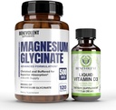Premium Γλυκινικό Μαγνήσιο 500mg Κάψουλες & Υγρή Βιταμίνη D3 5000 IU Δέσμη- (8 Μήνες Προσφορά + Φόρμουλα Υψηλής Απορρόφησης) Χημική Γλυκινικό με Βύσματα & Ανοσολογική Υποστήριξη