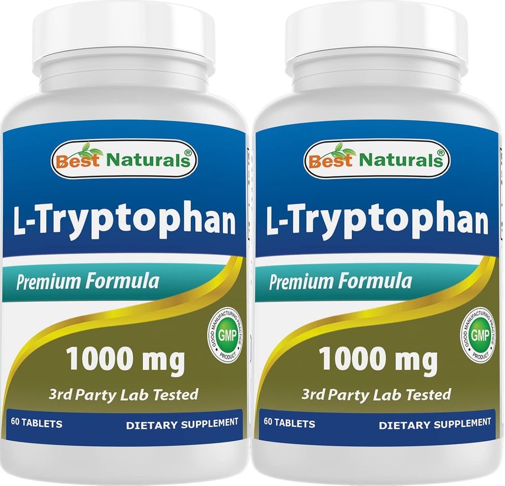 Best Naturals L- Tryptophan 1000 mg 60 δισκία (60 Count (Pack of 2))