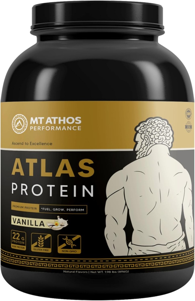 Atlas Vanilla Protein Toz | Goat Milk Vakain proteini ile Whey | Servis başına 22 g protein | Vanilla | 28 Servis