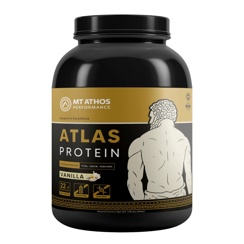 Atlas Vanilla Protein Toz | Goat Milk Vakain proteini ile Whey | Servis başına 22 g protein | Vanilla | 28 Servis
