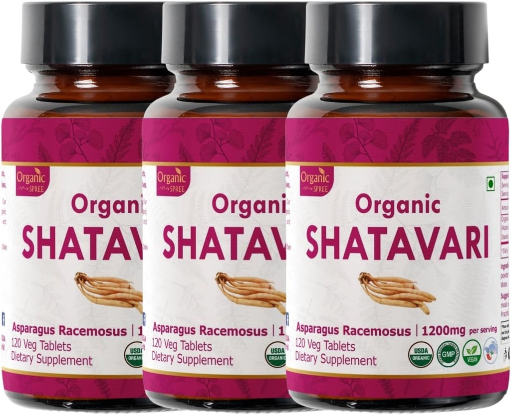 Shatavari 120 Tabletler | Asparagus Racemosus (Shatavari) | USDA Organik sertifikalı | Kadın Sağlığı ve Immune Sistemi | Diyet Tamam 120