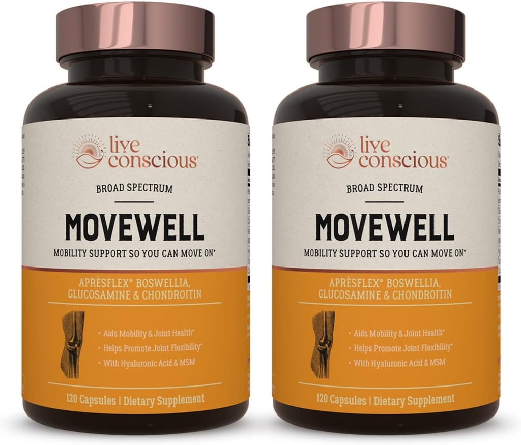 MoveWell by LiveConscious Glucosamine Chondroitin με MSM, Υαλουρονικό οξύ, και More 