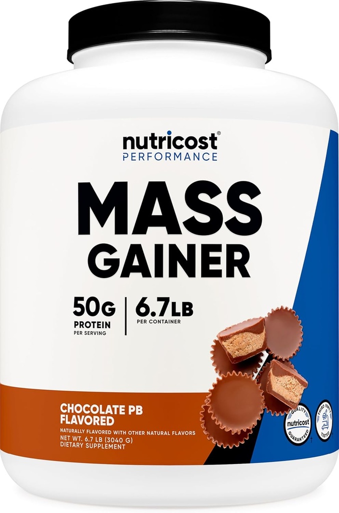 Nutricost Mass Gainer (Σοκολικό Φυστικοβούτυρο Γεύσης, 6.7 LBS) 50 γραμμάρια πρωτεΐνης ανά υπηρεσία - μη ΓΤΟ
