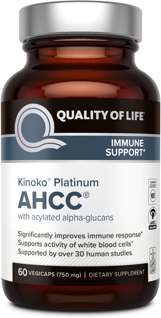 Life Premium Kinoko Platinum AHCC Herbal Supplement, 750 mg per Capsule, Immune Support, Liver Function, Keeps Natural Killer Hücre Aktivite, 1, 60 Veggie Capsules