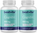 BESTVITE Cognizin Citicoline 500mg (120 κάψουλες χορτοφαγικής) (60x2) - Κλινικά Σπουδές Premium Nootropic Choline - Όχι Stearates - Vegan - Χωρίς γλουτένη - Συμπληρώματα εγκεφάλου για τη μνήμη και την εστίαση