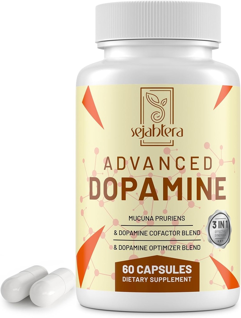 Dopamine Supplement-Mucuna Pruriens Tohum alıntı,Premium Vitaminler, Mineraller ve Doğal Bitki Ruh Drive, Clarity, Focus-60 Capsules