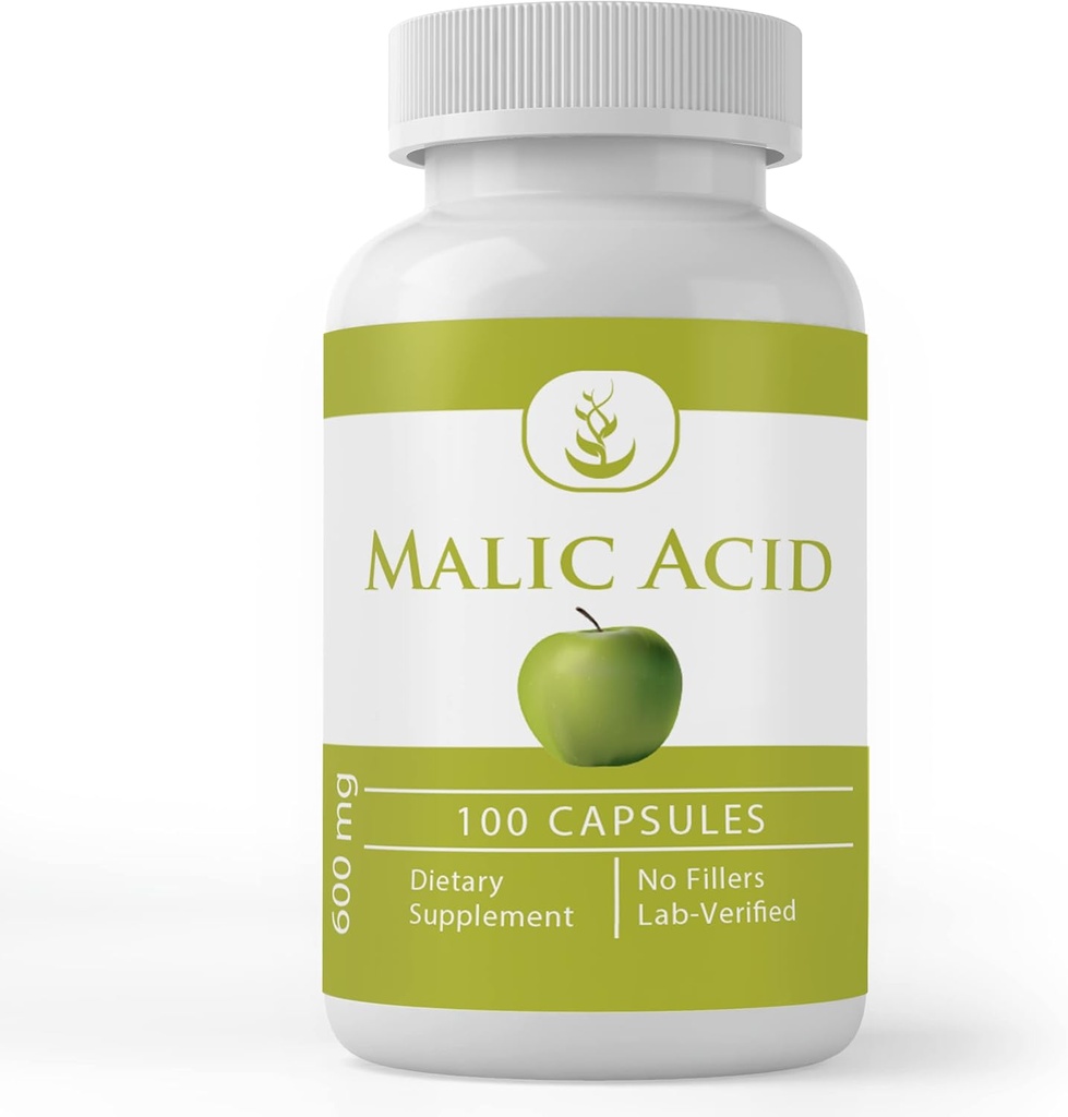 Malic Acid (100 Capsules) Alpha Hydroxy Asit, Her zaman Pure, Lab