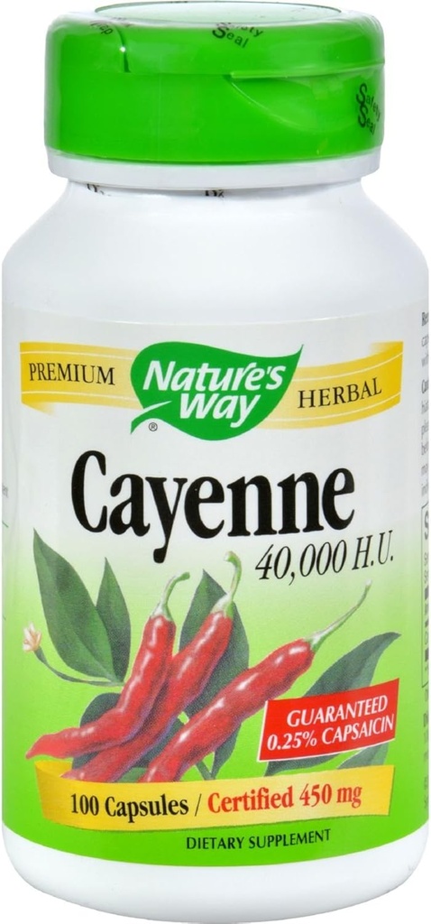 Nature's Way Cayenne ve Pepper 450 Mg Capsules, 100 Count