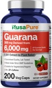 NusaPure Guarana 20:1 Ekstraksiyon, 300 mg Veggie Caps 200 Count (Non-GMO, Vegan) başına 6.000 mg Equivalent