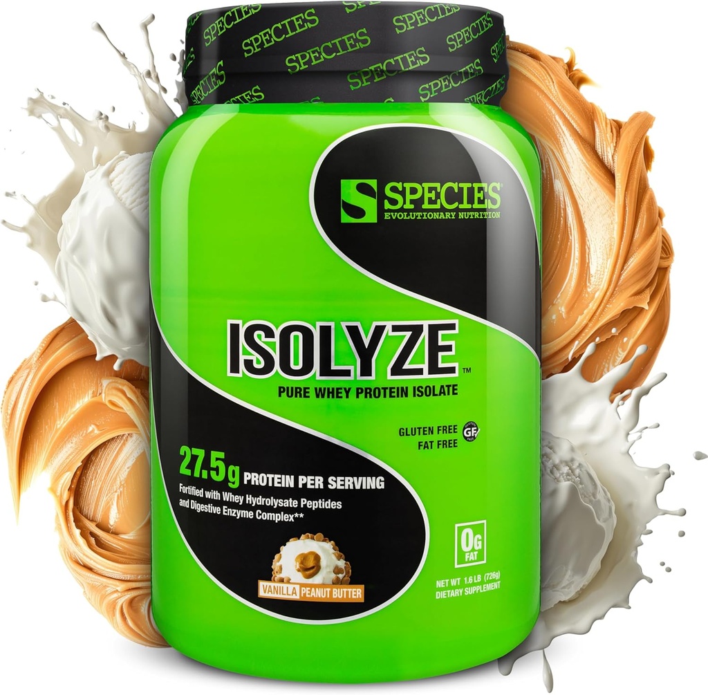 Tür Beslenme Isolyze Whey Protein Tozu, 100 Whey Isolate for Muscle Building, 27.5g Protein Per Scoop, No Sugar & Low Fat (Vanilla Peanut Butter, 22 Hizmet)