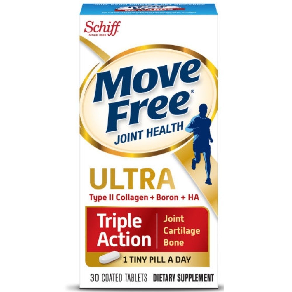 Μετακίνηση δωρεάν τύπου II Collagen, Boron & HA Ultra Triple Action, Joint Health Supplement, 1 Χάπια ανά ημέρα για την προώθηση της κοινής, Cartilage, και την υγεία των οστών, 30 Count