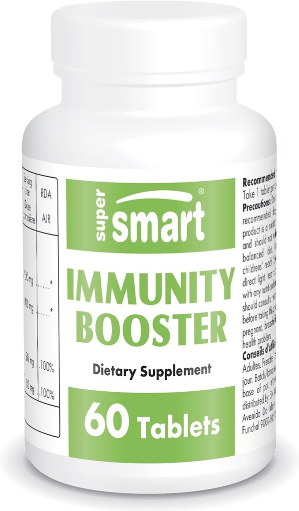 Supersmart - Immunity Branson - Immune System Alert Supplement - Sore Throat Coat - Echinacea Extract, Beta Glucans, C & çinko | Non-GMO & Gluten Free - 60 Tabletler