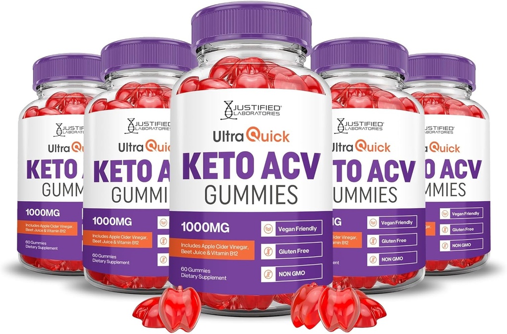 Αιτιολογημένα Εργαστήρια (5 Pack Ultra Quick Keto ACV B12 Vegan Non GMO 300 Gummies