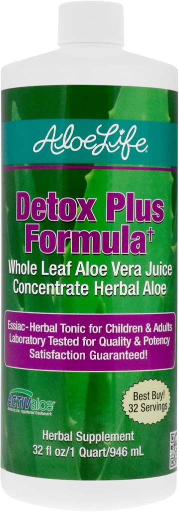 Aloe Life – Detox Plus Formula, Aloe-Based Detox Supplement, Aloe Vera Cleanse, Sağlıkel Digestion, Tempd Aloe & Herbal Tonic, Gut Health Detox for Wellness (32 oz.)