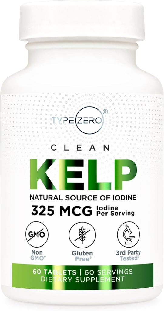 Tip Zero Clean Kelp Iodine Tabletleri (60 Hizmet, 325 MCG Per Servis) - Deniz Kelp'ten Iodine Doğal Kaynağı, Gluten Ücretsiz