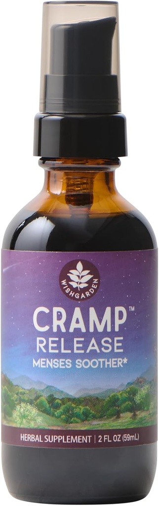 WishGarden Herbs Cramp Release - Natural Herbal Menstrual Cramp Relief Supplement with Cramp Bark, Fast-Active Timpture Soothes Period Cramps, Υποστηρίζει έναν υγιή κύκλο ορμονών, Mood & Relaxation, 2oz
