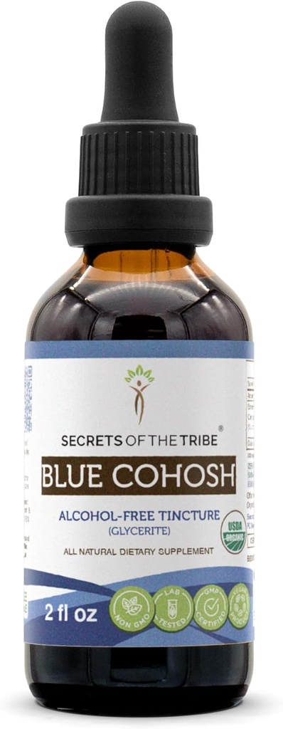 Tribe Blue Cohosh USDA Organik Alkol Özgür Tincture (Glycerite) Eşmenleştirilmiş Blue Cohosh (Caulophyllum Thalictroides)