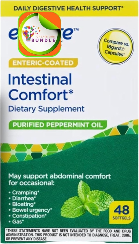 Equate Peppermint Oil Softgels, 48 Count - Gelişen Digestive Health, Natural Peppermint Ekstraksiyon, Destekler Gastrointestinal Comfort + Create Manual