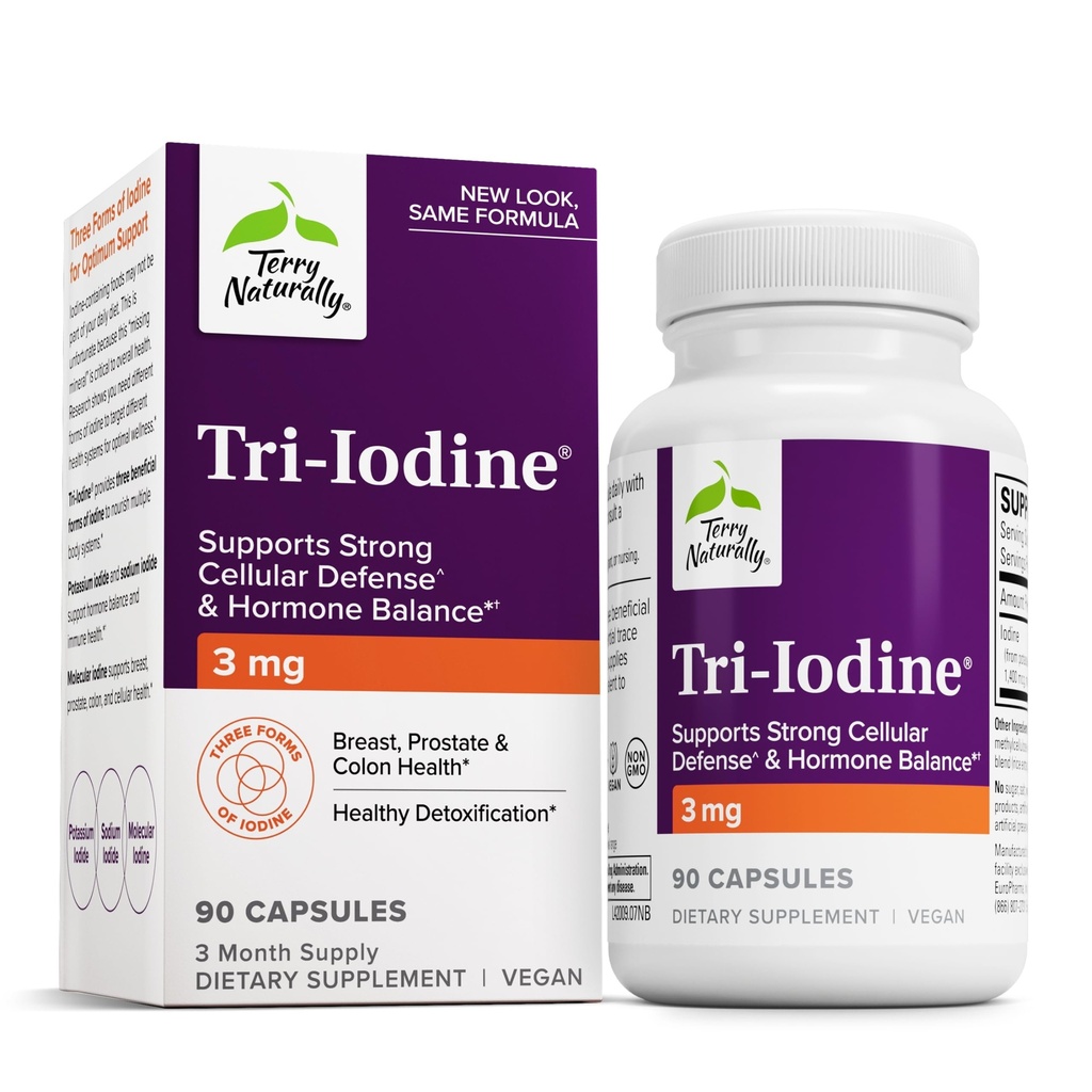 Terry Doğal Tri-Iodine - Meme & Prostate Health Support için Diyetsel Tamam - Sağlıklı Tiroid Fonksiyonu Tamam Yardım - 3 mg, 90 Capsules