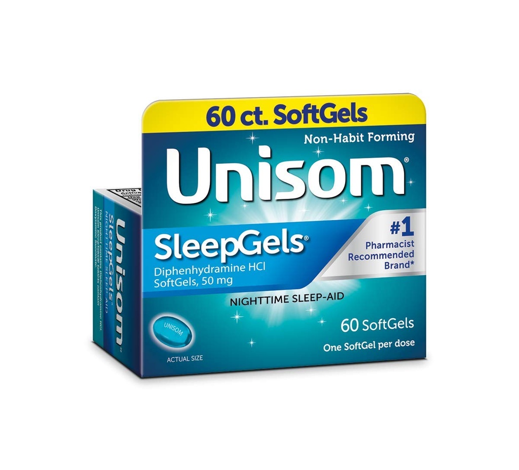 Unisom SleepGels, Diphenhydramine HCl 50 mg, 60 Kont