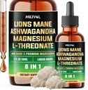8in1 Lions Mane Liquid Drops with Ashwagandha Root, L Magnezyum-Threonate & 5 Herbs - Mood Balance, Brain Health, Immune - 60 Days Supply - 2Fl ozsa