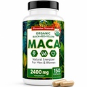 Organic Maca Root Capsules for Women & Men 2400mg per Serving - 150 Pills Black, Red, Yellow Maca Supplement - Gelatinized Macaroot, Non-GMO, Vegan by Peruvian Naturals