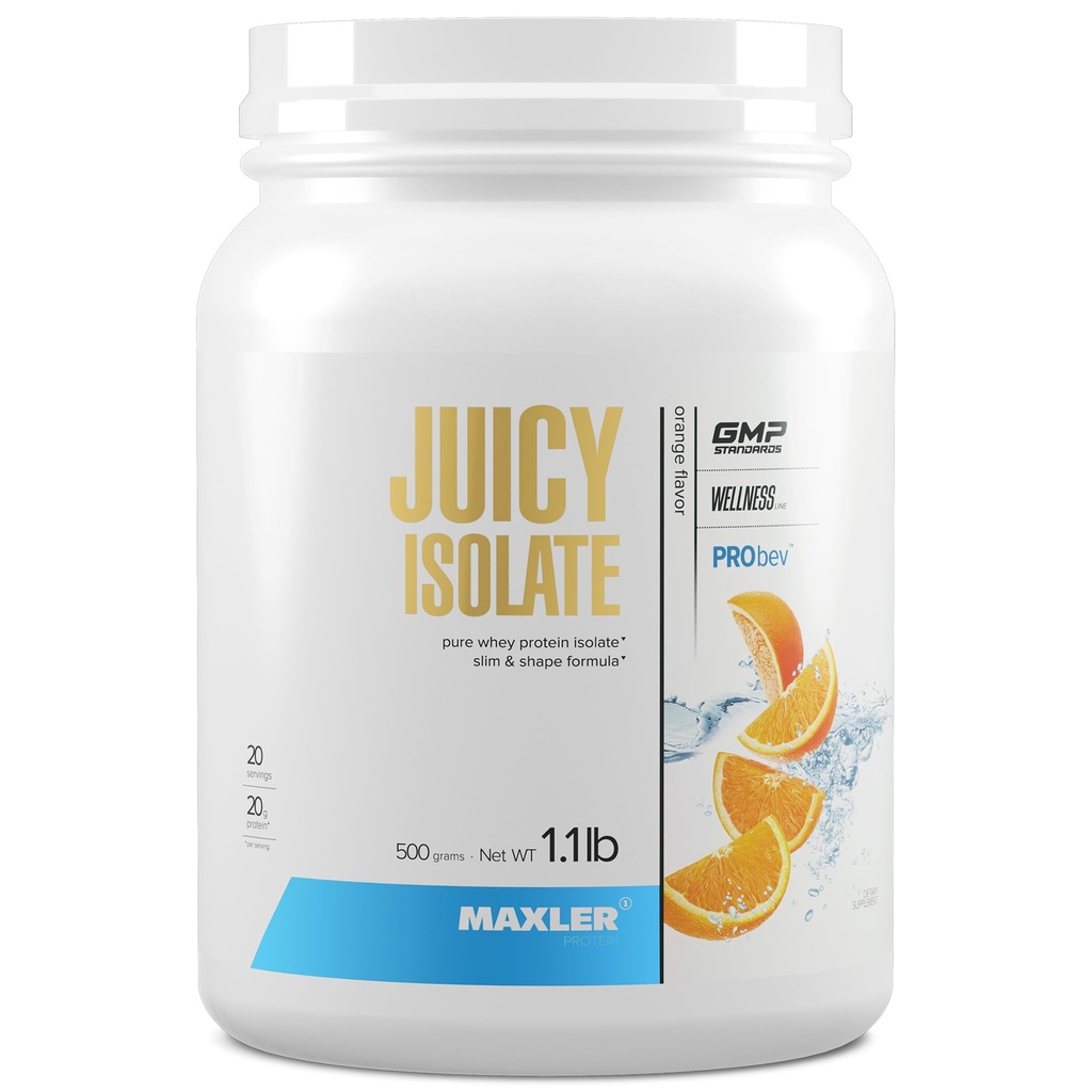 Maxler Juicy Isolate Protein Toz - Clear Whey Isolate - Low Lactose, Fat Free, Sugar Free Muscle Recovery Drink for Pre & Post Workout -% 90 of protein per Service - Orange 1.1 lb (20 hizmet)
