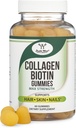Kadınlar için Collagen Gummies Aging (Max Strength - Biotin, C vitamini, çinko ve A Vitamin E (Kadınlar ve Erkekler için uzun ömür) 60 Saç, Skin ve Nails Vitaminleri (Non-GMO) Çift Wood