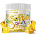 Demir Yumuşak Chews Vitamin C | Pineapple Flavored | Gluten Free | Kadın Erkek ve Çocuklar için Demir Supplement | 60 Kont | 2 Ay Supply
