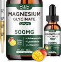 Magnesium Glycinate Supplement, Magnesium Liquid Drops with Magnesium Glycinate 500mg Ashwagandha, L - Theanine, Chamomile -Support Stress Relief, Bone, Muscle, Mood Vegan Natural Mango Flavor