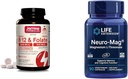 Jarrow Formulas Ultra Strength Methyl B-12 5000 mcg & Methyl Folate 800 mcg + P-5-P & Life Extension Neuro-mag Magnesium L-threonate, Magnesium L-threonate, Brain Health, Memory & Attention