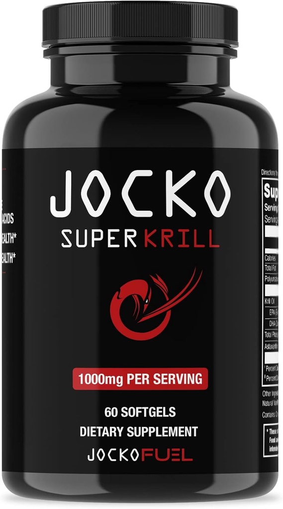 Jocko Yakıt Antarktika Krill Oil Omega 3 Fatty Asit Supplements DHA & EPA - 1000 mg Softgels - Ortaklar, Hareketlilik ve Zihinsel Fonksiyonlar (60 Softgels)