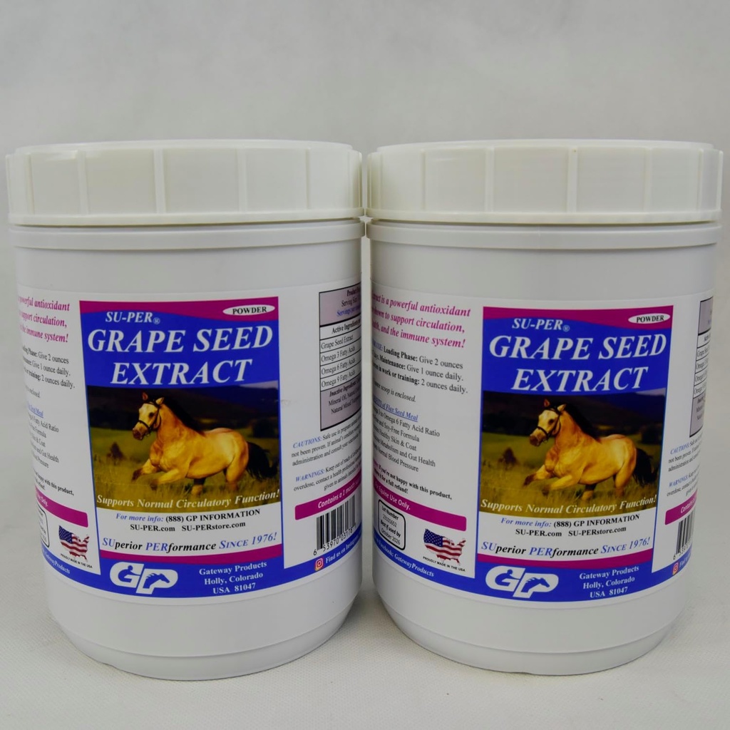 SU-PER Grape Tohumu At Antioksit - Performans Atları için Ek Antioksi Supplement - Destekler Circulation Respiratory Health & Immune System - 2.5 Pounds, (2 Pack)