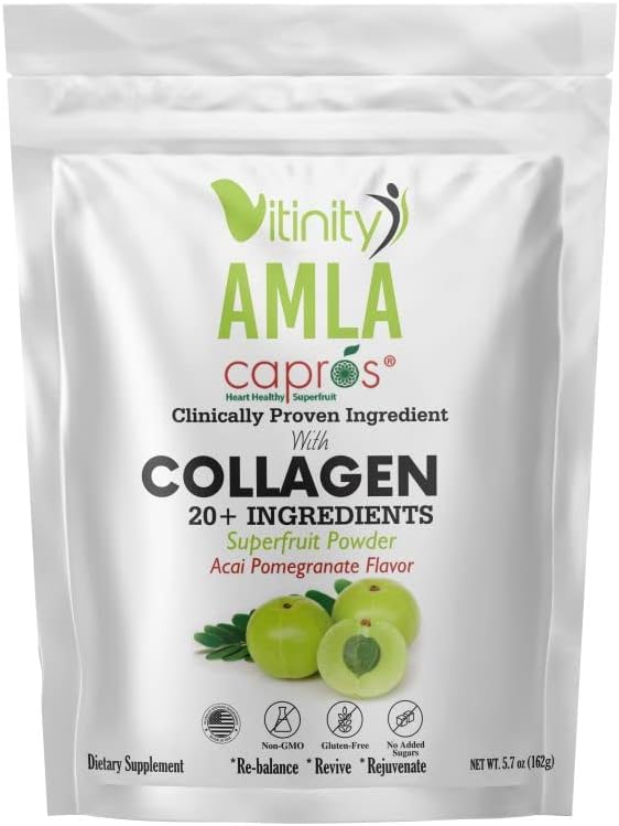 VITINITY AMLA SFOOD 20+Key Materialss Collagen (Type 1 & Type 3) Toz with CLINICALLY Proven Materials (AMLA) for Yetişkinler için,Fast-Acting Liquid T (30 Day Supply)