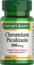 Nature's Bounty Chromium Picolinate, υποστηρίζει το λίπος, πρωτεΐνη & ζάχαρη Μεταβολισμός, συμπλήρωμα ορυκτών, 800 mcg, 50 δισκία
