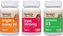 Renzo'nun Vitaminleri Kid Sche - Çocuklar için Demir Supplements, Çocuklar için D3 ve Bright & Brainy Vitamin B6
