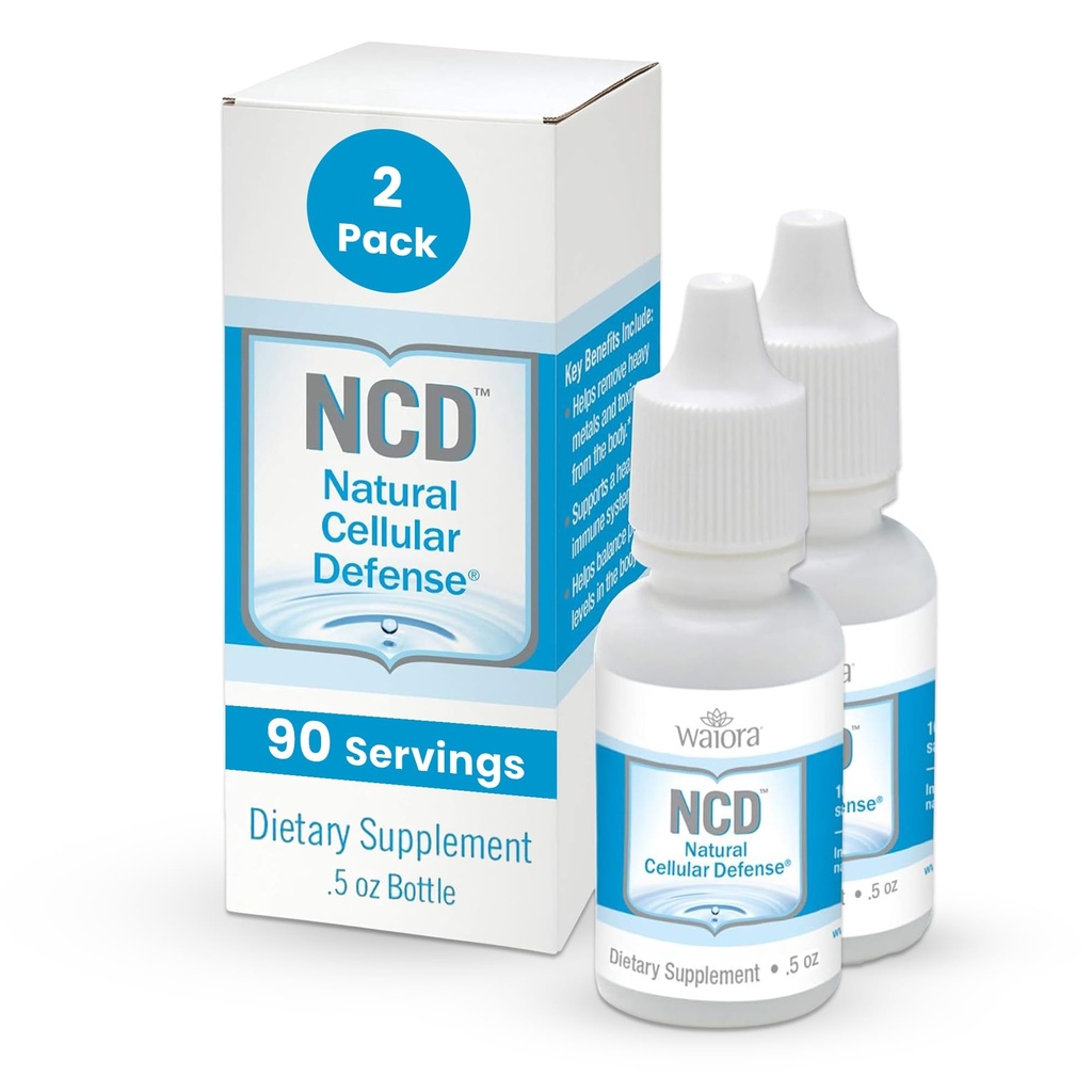 Waiora Natural Cellular Defense (NCD) Sıvı Zeolit Drops, Clinoptilolit for Men & Women - Supplement for Immune, Sağlıklı Gut Support, Cleanse, pH Balance (0.5oz Şişe, 2 Ct – 180 serv)