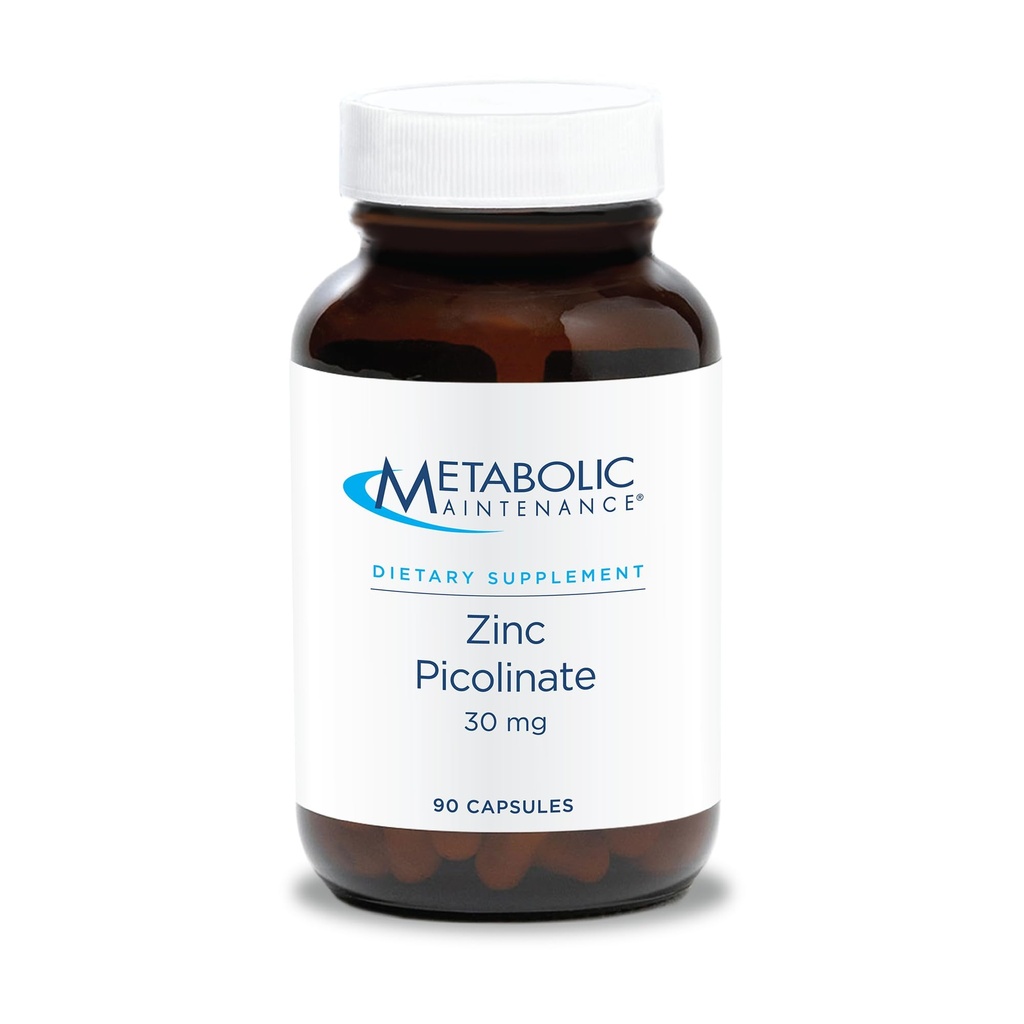 Metabolic Bakım çinko Picolinate 30 mg - Vitamin C ile Erkekler ve Kadınlar için çinko Supplement, Pure Mineral Immune Health için Kompleksi, 30 mg Per Capsule - 90 Capsules