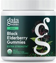 Gaia Herbs Black Elderberry (Sambucus nigra) Ekstra Güçlü Gummies - Delicious Immune Support Supplement* - Immune System Support* için sertifikalı Organik Black Elderberries - 120 Gummies