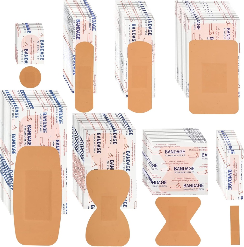 Lunsweer 720 Pcs Ποικιλία Ποικιλιών Ποικιλία Συσκευασία Πρώτης Βοήθειας Refill Προμήθειες Ευέλικτη Ύφασμα Συγκολλητική αναπνοή Δαχτυλίδι Knuckle Επίδεσμοι Αδιάβροχα για τα Χέρια Γόνατα Περιποίηση Τραυμάτων Σκράπες