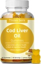 Cod Liver Oil Gummies 1000 mg, Sugar Free for Yetişkinler & Kids, Omega-3s & Vitamin A&D for Brain, Cognitive, Heart & Eye, Bone Health, Gluten Free, Non GMO, Pectin, 60